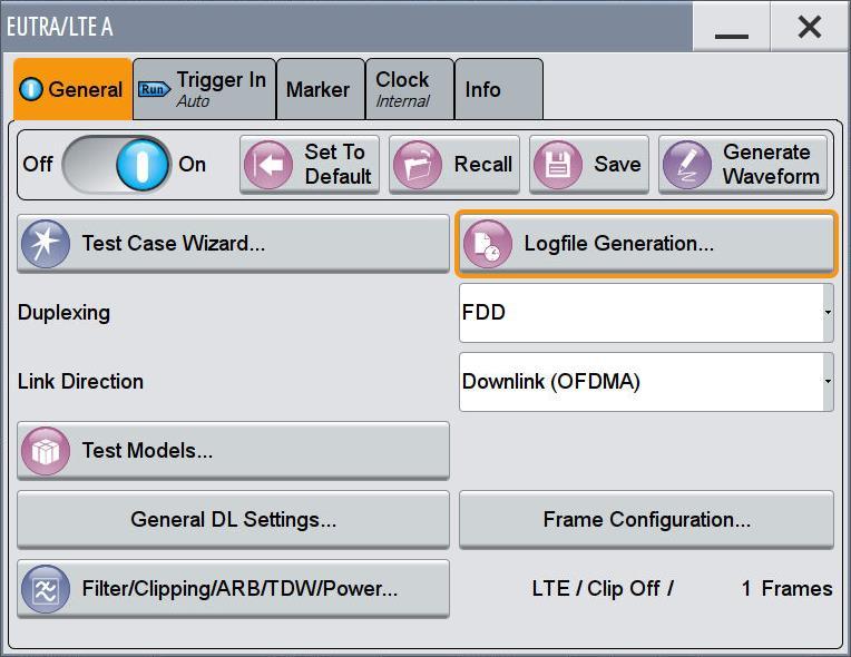 Introduction Figure 1: If the option LTE Log File Generation is enabled, a button Logfile Generation is