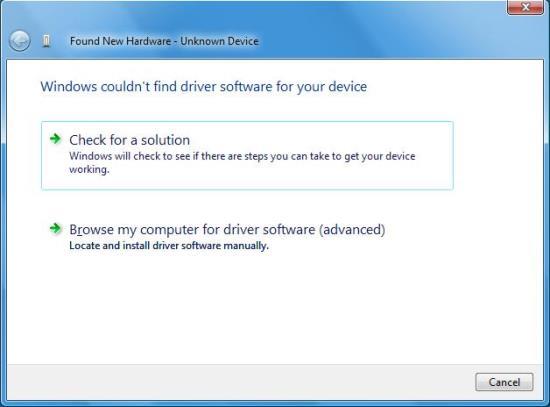 A new dialog box will open (Figure 14). Select Browse my computer for driver software (advanced).
