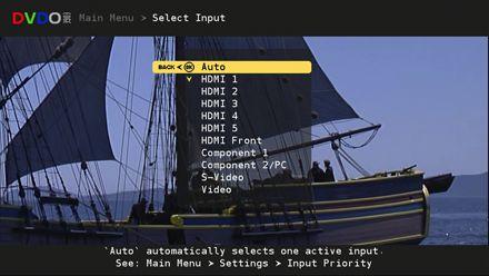 Section 3 -- Controlling EDGE: Select Input Section 3: Remote & Menus Main Menu -> Select Input Select Input Auto is the default setting.