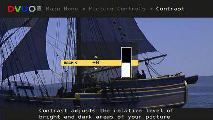 Contrast Control Section 3: Remote & Menus Main Menu -> Picture Controls -> Contrast Contrast control, like all picture controls, is independently adjustable for every video input.