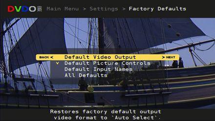 Settings: Factory Defaults Section 3: Remote & Menus Main Menu -> Settings -> Factory Defaults Factory Defaults is a quick way to undo any settings that have been made, and restore EDGE s original