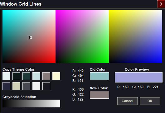 Configuration 3.6 124 Using the Color Selector DigiView's color selection dialog uses live updates while selecting colors so the results can be seen without closing the dialog.