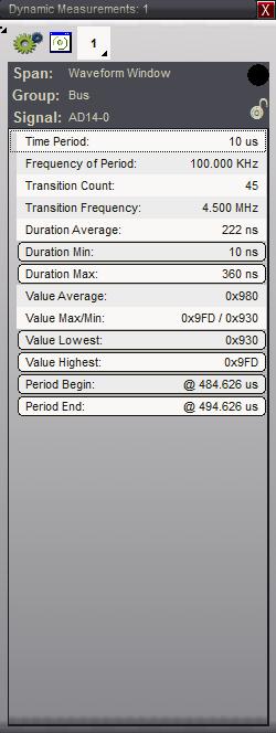 To open a new Dynamic Measurement Window, use the Open Feature Window button (highlighted above) and select "Measurements" from the menu.