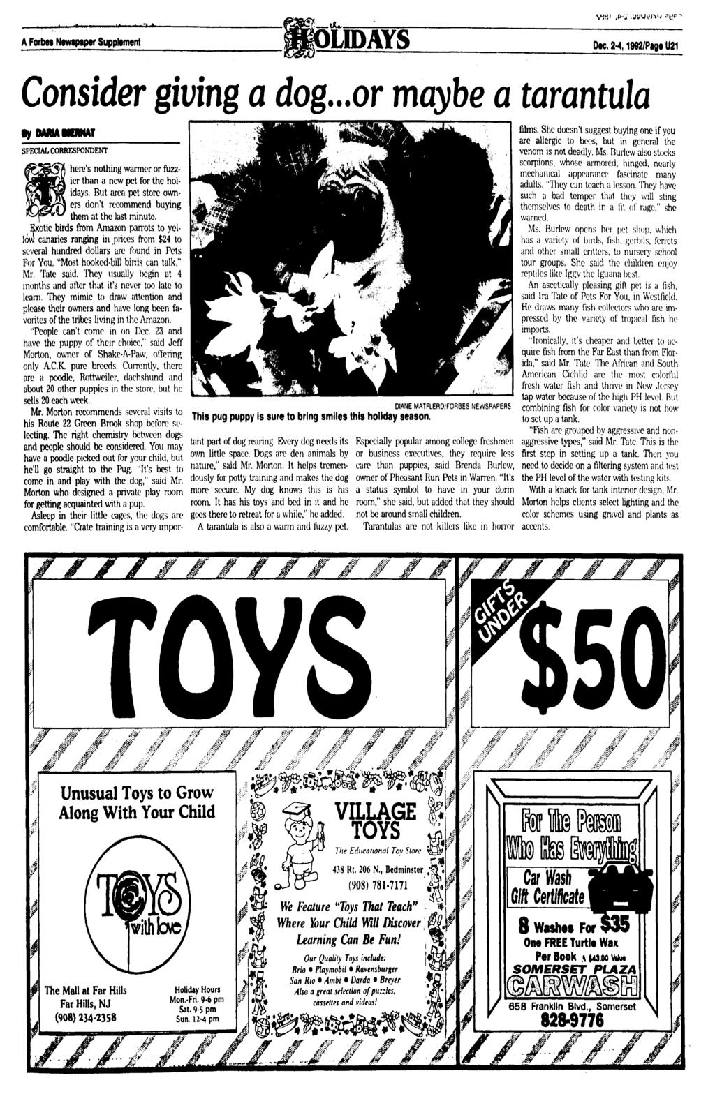 A Forbes Nmpipw Supplement LIDAYS Dec, 2-4,1992/Pagt U21 Consider giving a dog.