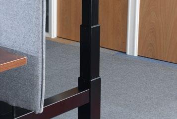 management with a vertical cable spine option for the single desks to carry wires from floor to desktop Finish