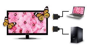 VGA With the ability to connect your computer, laptop, monitor, or TV to all your
