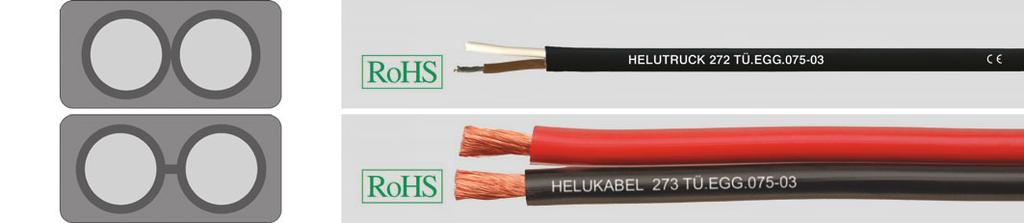 HELUTRUCK 272 / 273 Flat cable for the sideways lighting with GGVS-authorization, Battery cable, battery charging cable HELUTRUCK 272 HELUTRUCK 272 UV-resistant, largely resistant to oil, Temperature