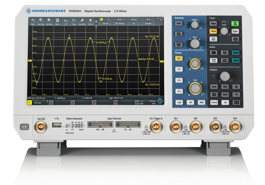R&S RTB2000 Digital Oscilloscope At a glance Power of ten (10-bit ADC, 10 Msample memory and 10.