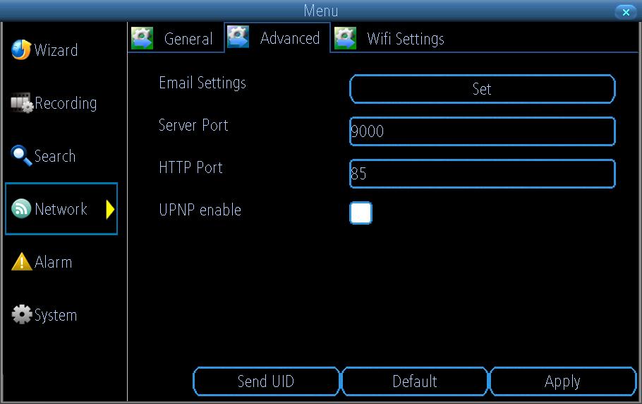 Network: Advanced Email Settings: This section has been covered in the quick start guide. Server Port: This is the port that the device will use to send information through.