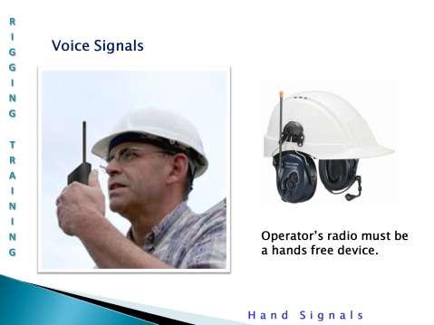 Voice Signals: *29 CFR 1926.1420 Signals radio, telephone or other electronic transmission of signals.