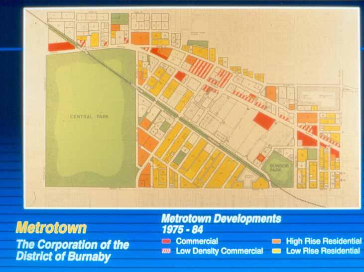 The growth of Metrotown over time is illustrated by the following four slides.