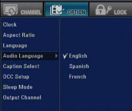 You can set a default audio language with the audio Language menu. Press MENU to display the on-screen menu.