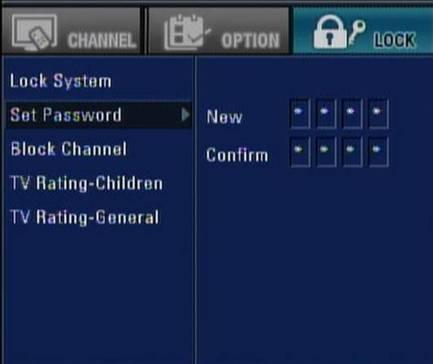 Menu Operation - Lock Set Password Change the password by inputting a new password twice. Follow steps - as shown above (Lock System). Use / to select Set Password then press or ENTER.