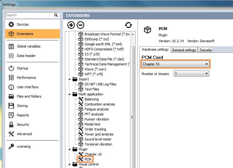 Go to Settings > Extensions > + and enable PCM