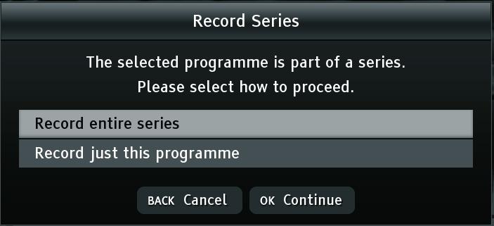 Once a recording has been started, you can change channel to watch another programme and the recording will continue.
