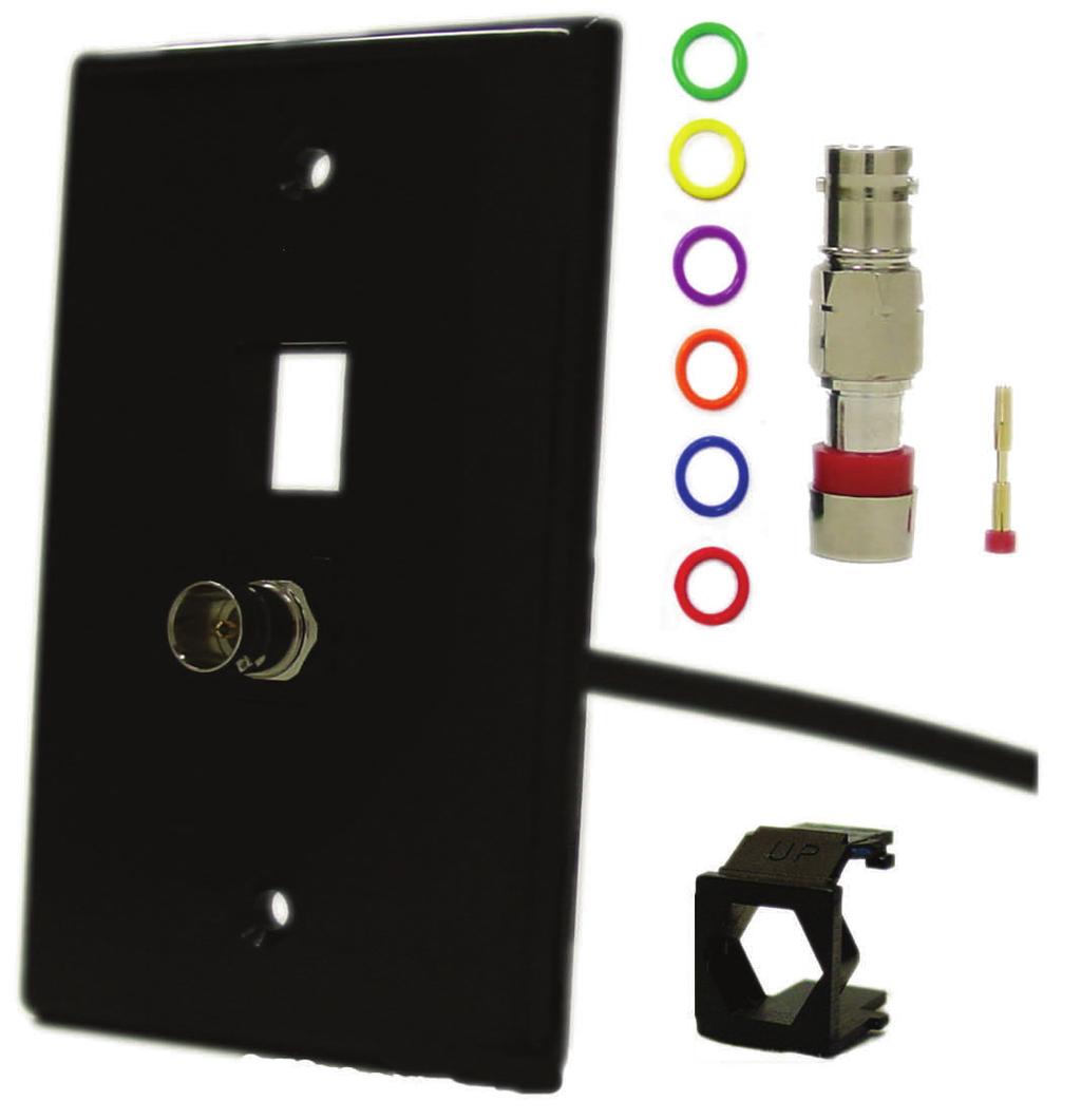 Our Home Integration Products patented Wall Plate System allows installers to customize installations using multiple versions of connector splices, a variety of colored O rings,