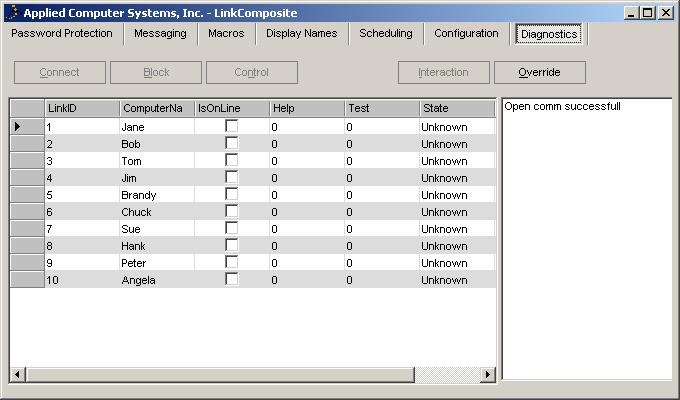 Figure 4.45 Diagnostics Tab 5.0 Troubleshooting The LINK System is composed of both hardware and software and occasionally problems will arise.