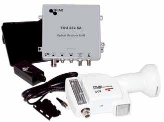 Integrated Reception System IRS 1 for 1 Sat-Position + Terrestrial The TOU 232 kit consists of the stacking LNB TWL 01, Transmitter TOU 232 SA (SAT + Terrestrial), N-cable TUC 02 (2m), PSU 20V, Mast