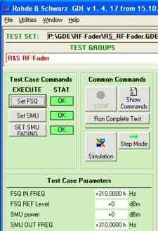 Modify Test Case parameters such as the frequency and level via the user interface.