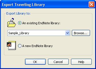 The Export Traveling Library dialogue box appears.