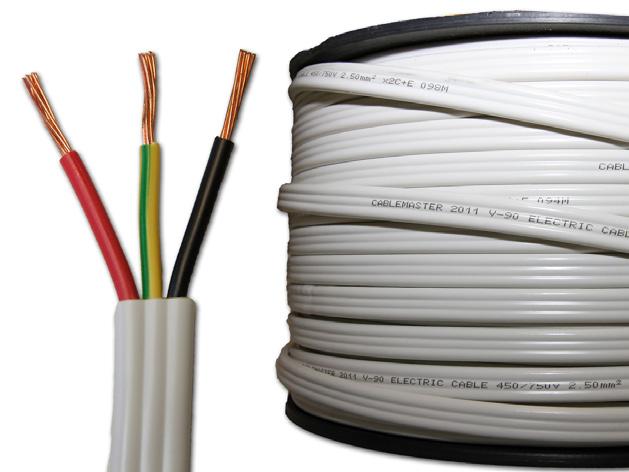 Power Cable 4MM FLAT TWIN + EARTH 100M ON REEL PN: PC4MM/100 Cable length 100m, Reel 4mm Stranded