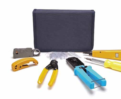 Residential Tools & Accessories Residential Tools & Accessories Residential Tools Residential Tool Kit includes Punchdown Tool w/ 110 blade, EZ-RJ45 Crimp Tool, two Level Coaxial Cable Strippers, UTP