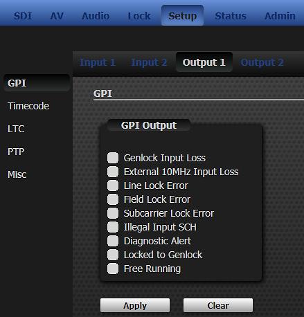 9.1.2 GPI Output Output 1 and 2 pages are identical.