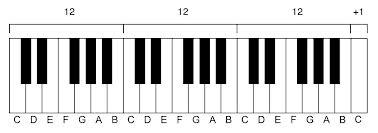 So if there are only 12 notes, why do most pianos have 88 keys? Because the 12 keys repeat themselves Look at your piano or this diagram and figure out How many times do the 12 notes repeat?