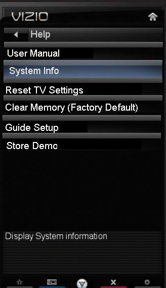 5 Using the Help Menu You can use the TV s Help menu to: Display system information Reset the TV settings Restore the TV to its factory default settings Get guided setup help for the tuner and