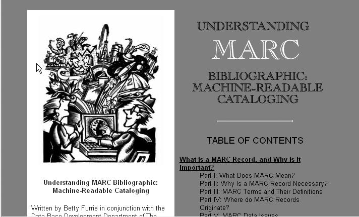 MARC structure of bibliographic records Understanding MARC bibliographic is an excellent introduction to MARC coding.