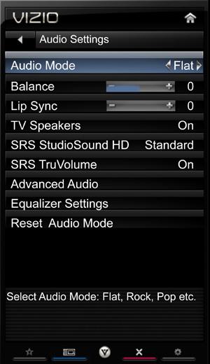 5 Adjusting the Audio Settings To adjust the audio settings: 1. Press the MENU button on the remote. The on-screen menu is 2. Use the Arrow buttons on the remote to highlight Audio and press OK.