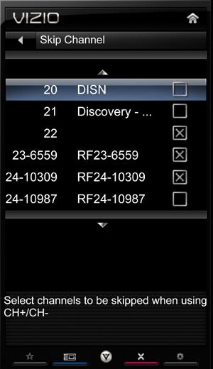 5 Skipping Channels After a channel scan is completed, you may find that some channels are too weak to watch comfortably. There may also be some channels you do not want to view.
