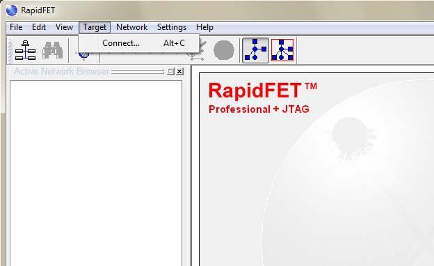 Connecting RapidFET JTAG to the Target Device In order to establish a connection to the target device, several aspects of the system must be functional: RapidFET JTAG software and device drivers must