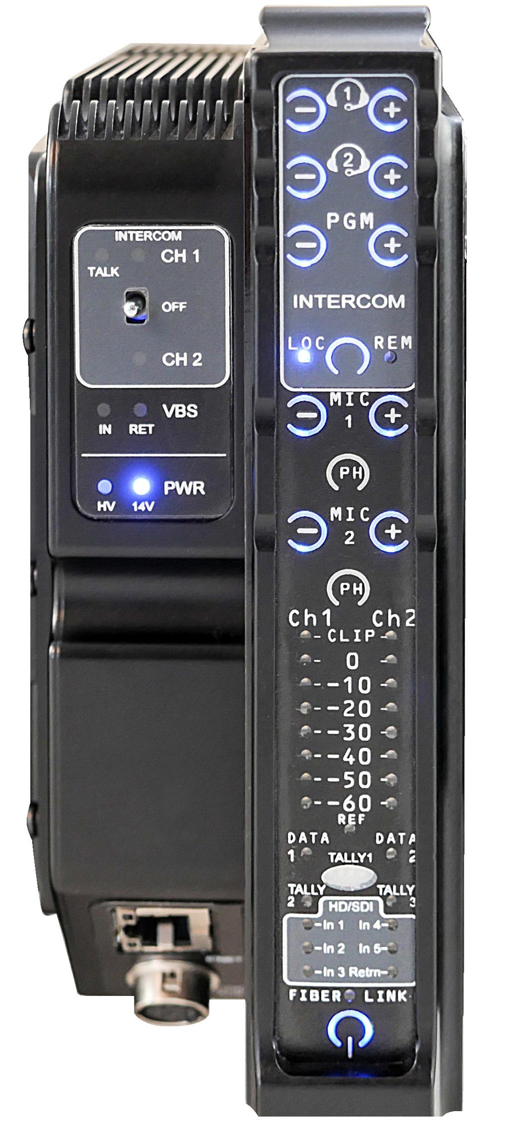 Instruction Manual, SilverBack-III Family FEATURES & OPERATION 0 Control Panel: LED Intercom and Fiber Signal Status Metering Looking at the left side of the SilverBack-III TX unit (from the back of