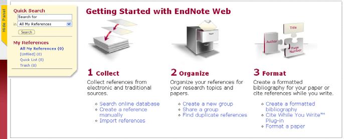 4 To login to your newly created account, direct your web browser to the EndNote Web login page: http://www.myendnoteweb.com/. You will be presented with the login form pictured in Figure 1 above.