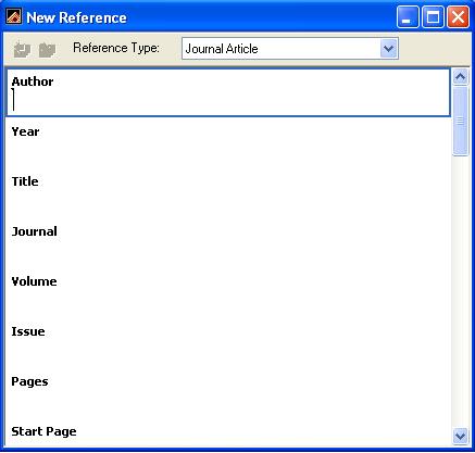following the basic rules. 4. When you're finished entering the reference, click the X button at the top right of the New Reference window to return to the Library window.