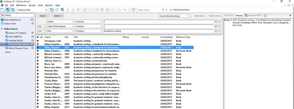 6.2 Connection files & Online searching References can be electronically transferred into EndNote from library catalogues using Online Search with Connection Files.