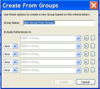 Create Groups from Other Groups Custom and smart groups can be combined under a single group by using AND, OR, and NOT logic.