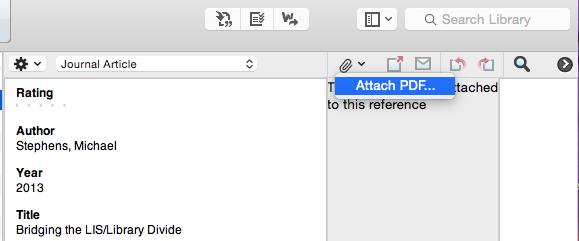2.2 Attach pdf manually After adding a reference record to your EndNote library you can then attach the pdf to the