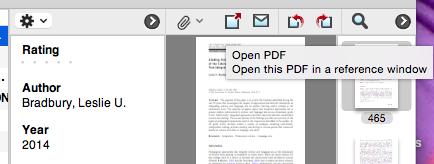 Then select the reference entry and click on the paperclip symbol. Navigate to where you stored the pdf to select it.