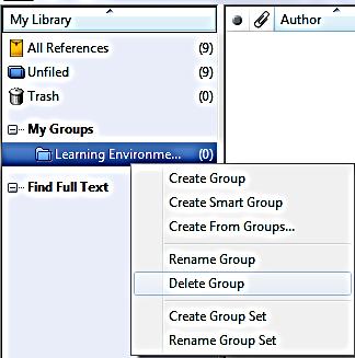 To delete a group: In the Groups panel, right-click the group name and choose Delete Group, or highlight the group name and click Groups>> Delete Group.
