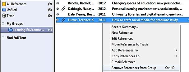 However, if you delete a reference from your EndNote library (which you can only do from All References), it will be removed from all groups and permanently deleted from your library.