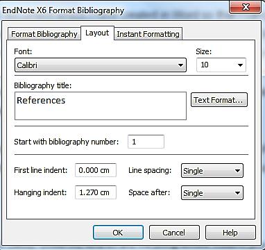 11.3 Change the way the reference list looks (format the bibliography; layout) You may wish to alter the layout of the reference list (bibliography) you have created so far.
