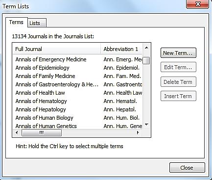 Appendix C: The journals term list Some databases, notably MEDLINE via PubMed, use abbreviated journal titles whereas the APA 6 th reference style requires full journal titles.