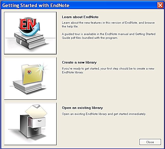 4. Create an EndNote library Start the EndNote program.