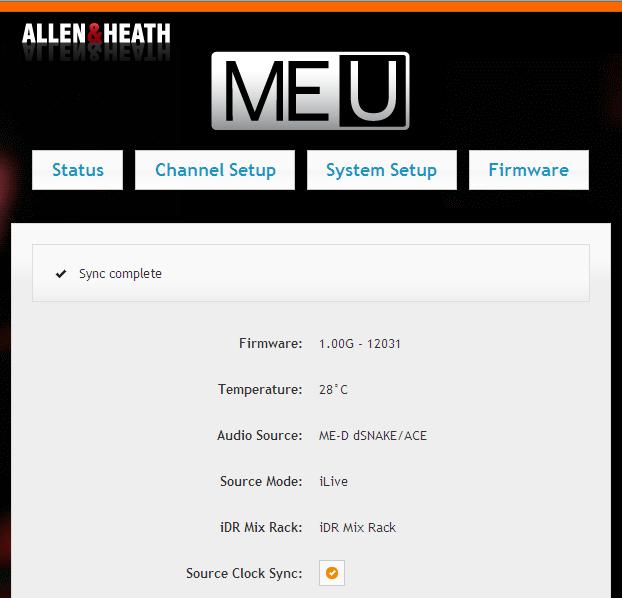 8.4 The Status page This page shows information about the ME-U.