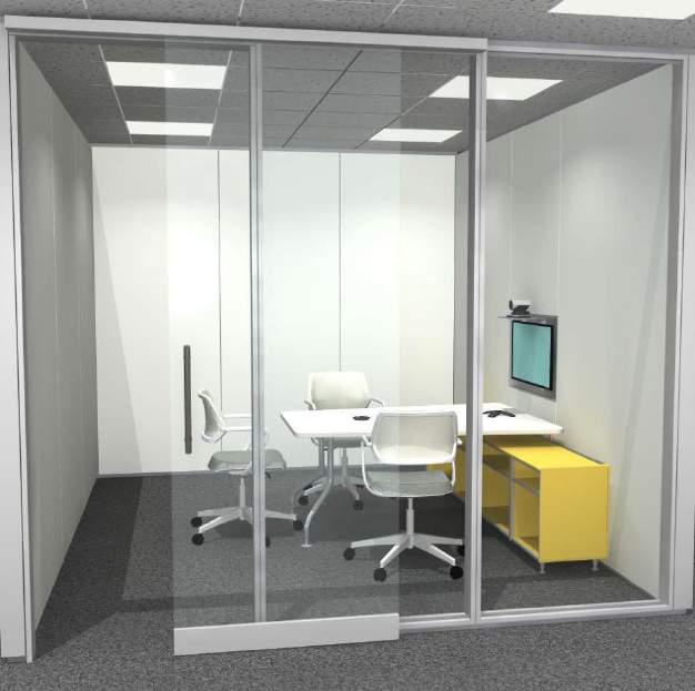HUDDLE ROOM 3 PERSON Specs Footprint: 12 x 12 144 SF Seats: 3 Budget Range: Technology: * Please note: All pricing is conceptual and $2,700 - $3,200 is based upon the wide range of product Furniture: