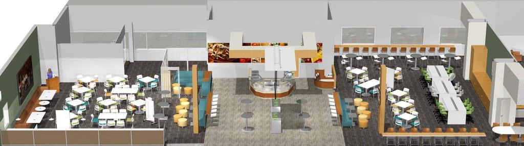 CAFÉ COMMONS Concept Footprint: 60 x 109 6,540 SF Seats: 300+ Budget Range: Technology: $170,000 - $220,000 Furniture: $125,000 - $175,000 * Please note: All pricing is conceptual and is based upon