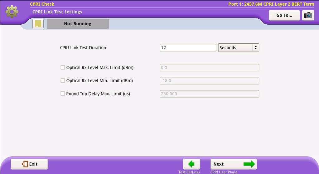 check to test needed for BBU Emulation Press the button to advance to the Link page 2.