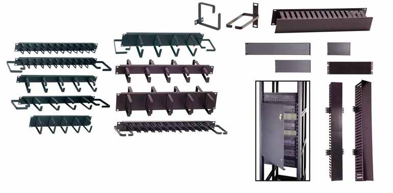 RACKS & ACCESSORIES Horizontal Cable Managers Organize patch cords and maintain a required bend radius. Available in a wide variety of styles to suit any application.